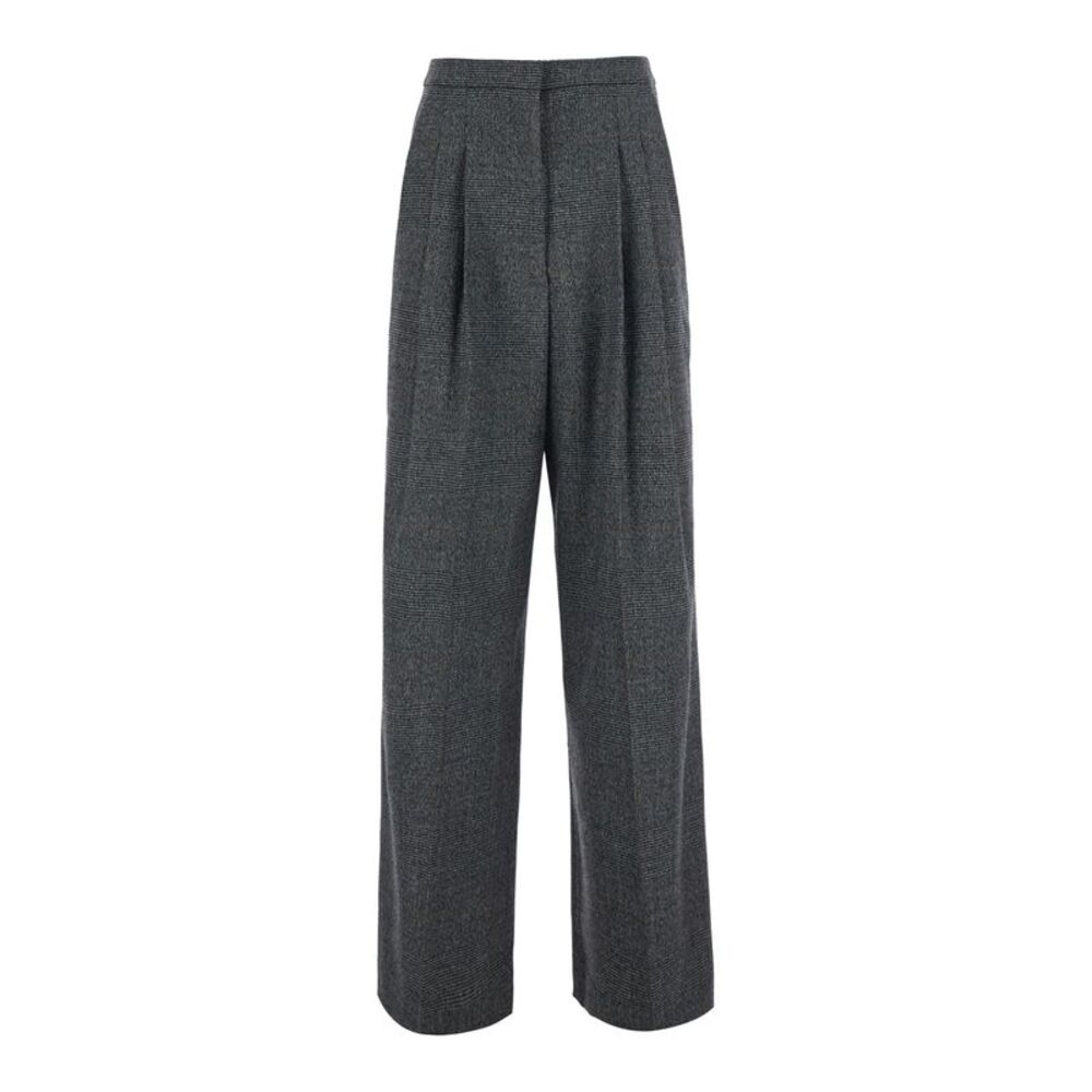 Pt Torino Women Gray Pants With Double Pleats And Silky Finish In Wool